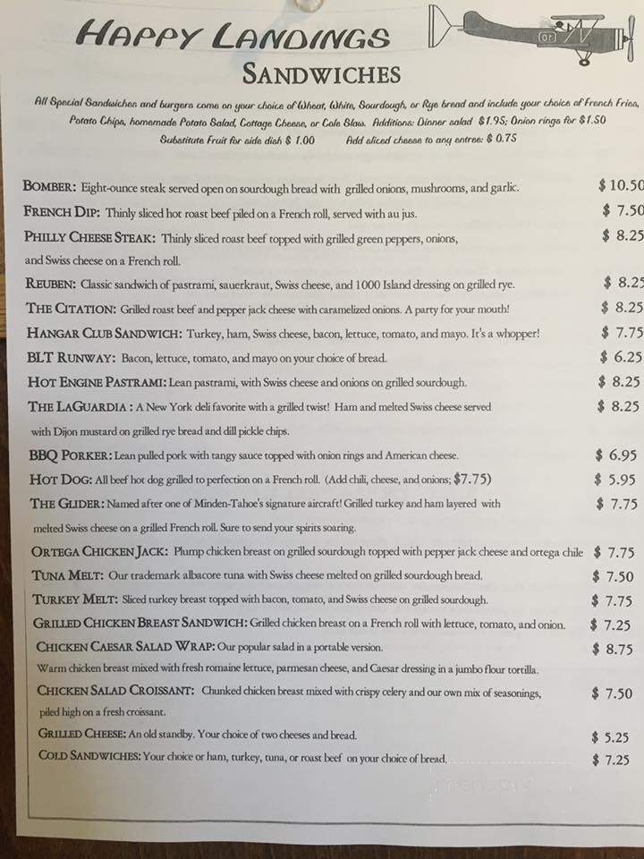 Tail Dragger Cafe - Minden, NV menu_pic