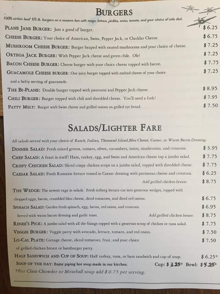 Tail Dragger Cafe - Minden, NV menu_pic