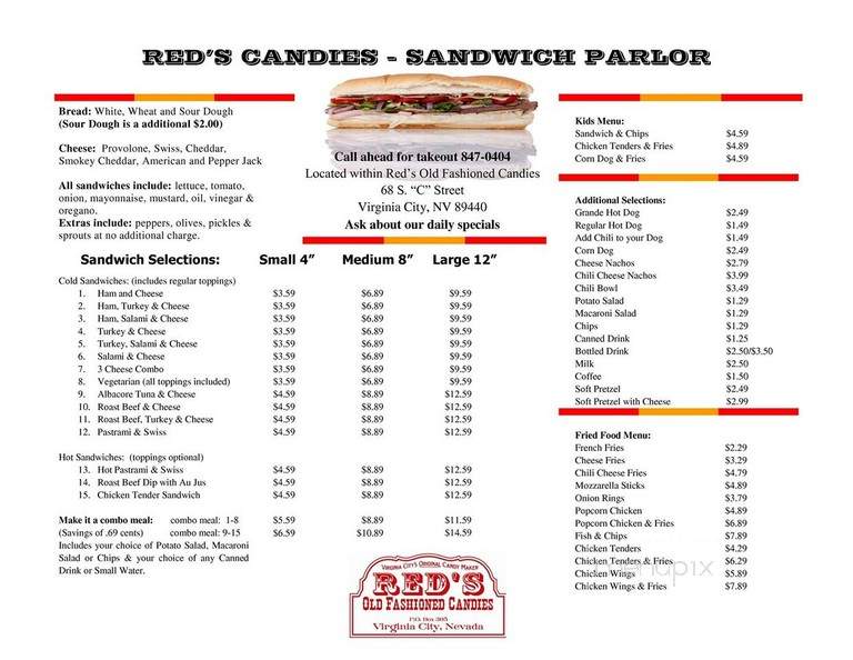 Red's Old Fashioned Candies - Virginia City, NV menu_pic