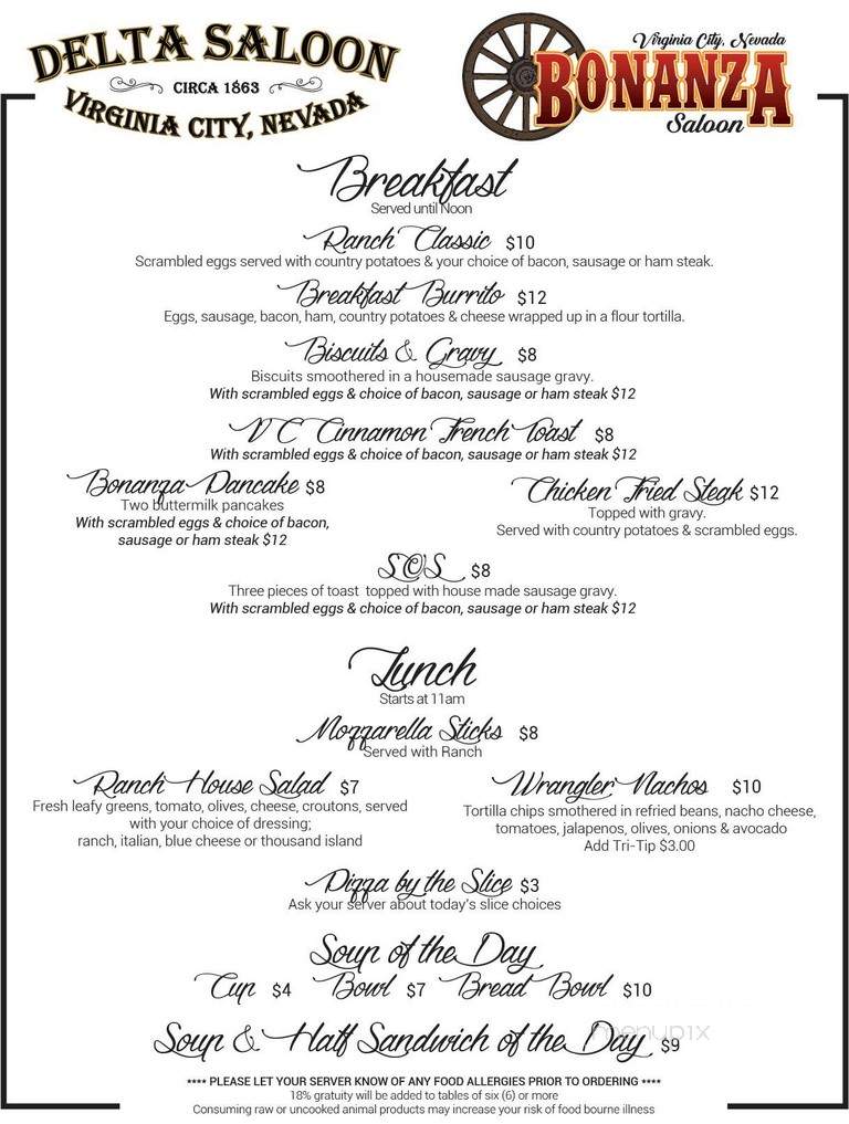 Bonanza Cafe - Virginia City, NV menu_pic