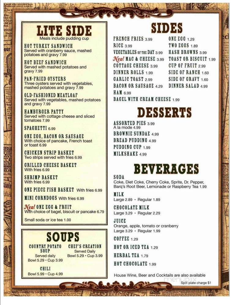 Depot Diner - Fallon, NV menu_pic