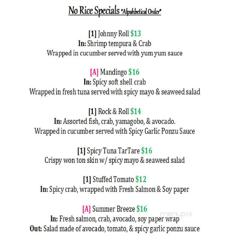 Sushi Wow - North Las Vegas, NV menu_pic