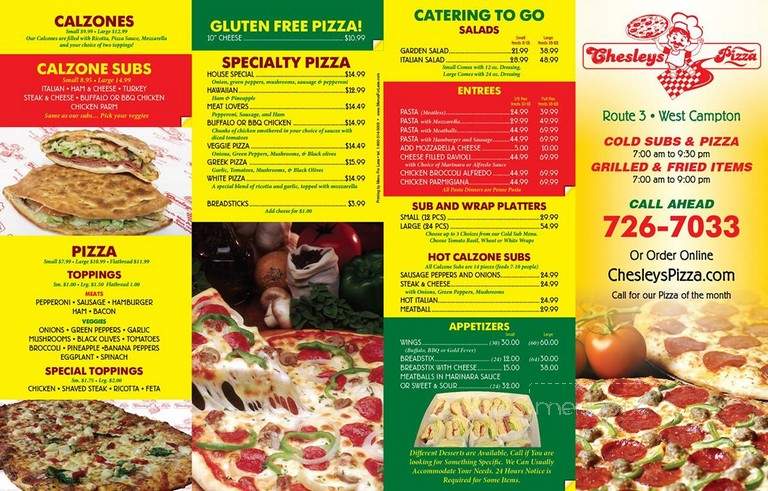 Chesley's Pizza - Campton, NH menu_pic