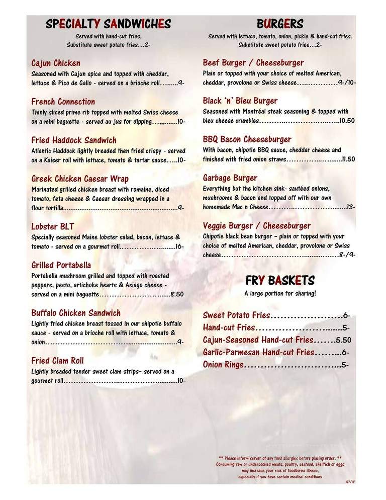 Christopher's 3rd St Grill - Dover, NH menu_pic
