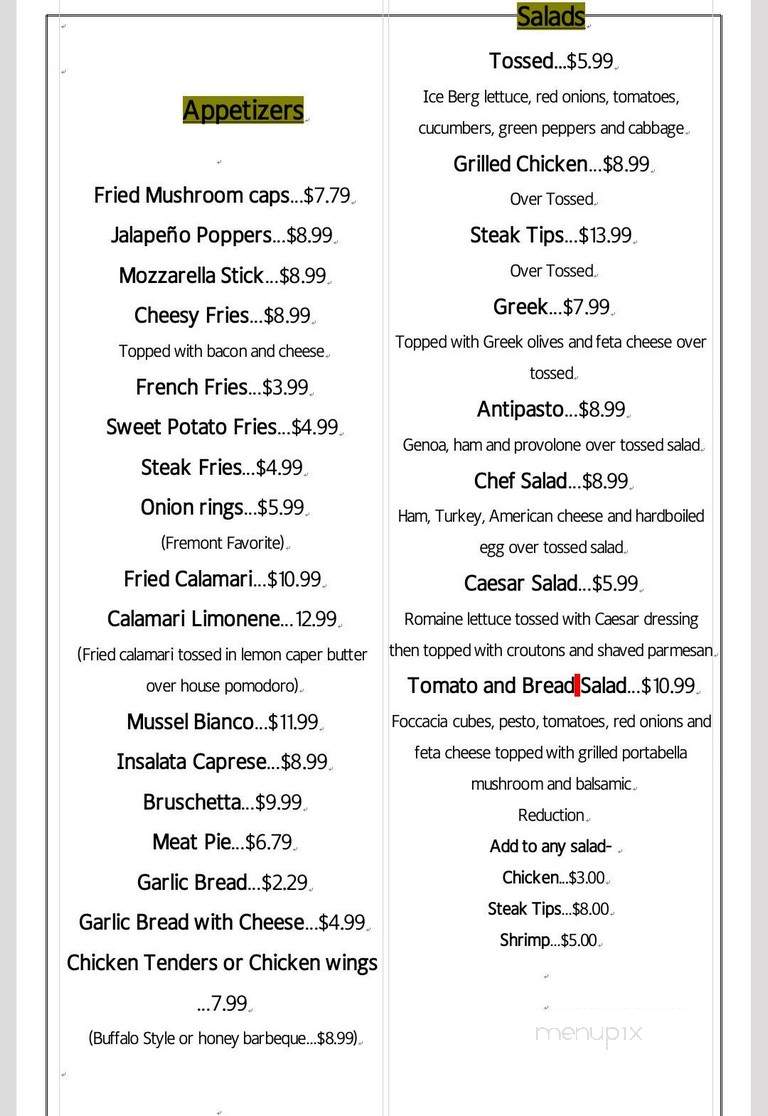 Fremont Pizzeria & Restaurant - Fremont, NH menu_pic