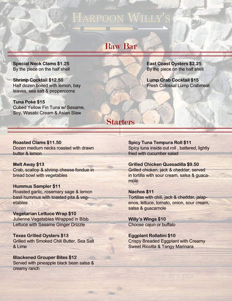 Harpoon Willy's - Portsmouth, NH menu_pic