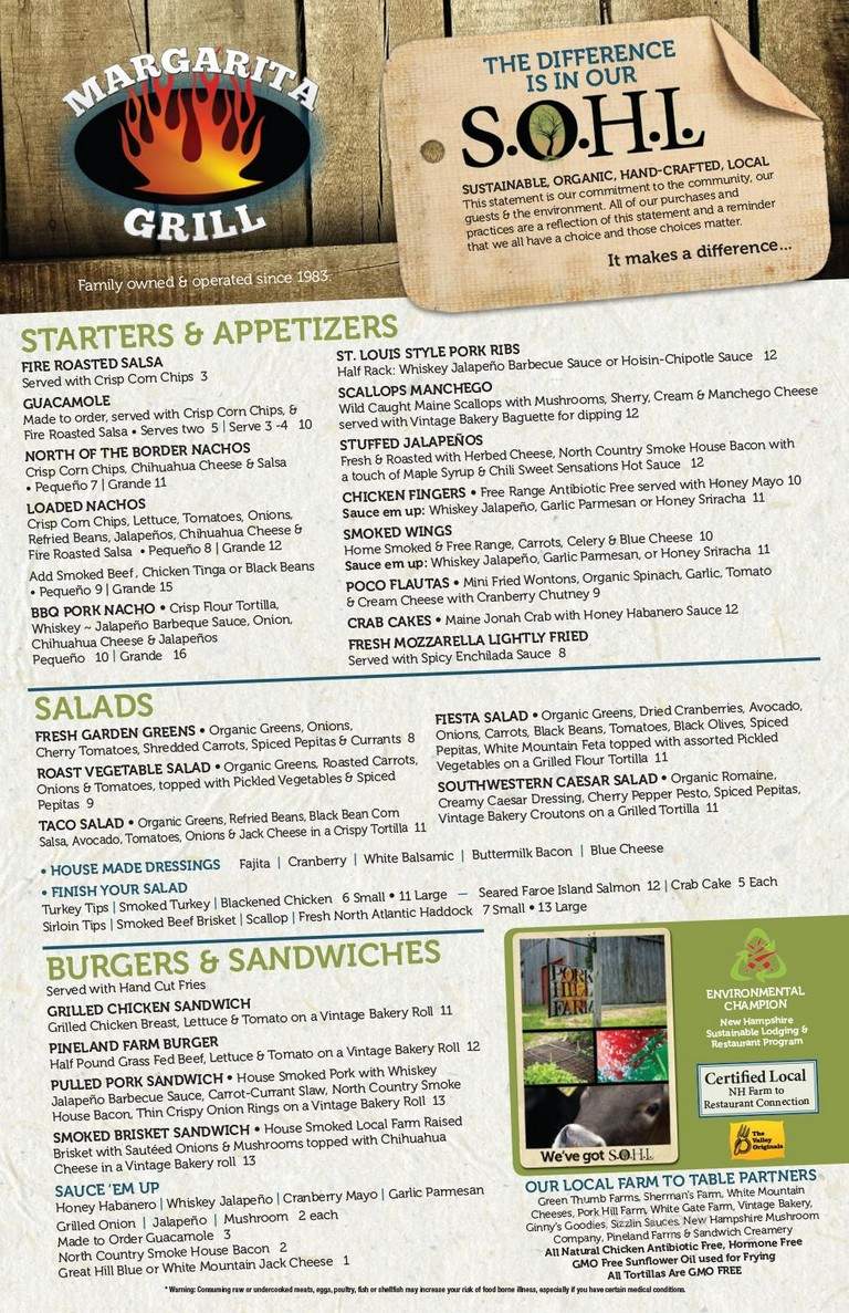 Margarita Grill - Glen, NH menu_pic