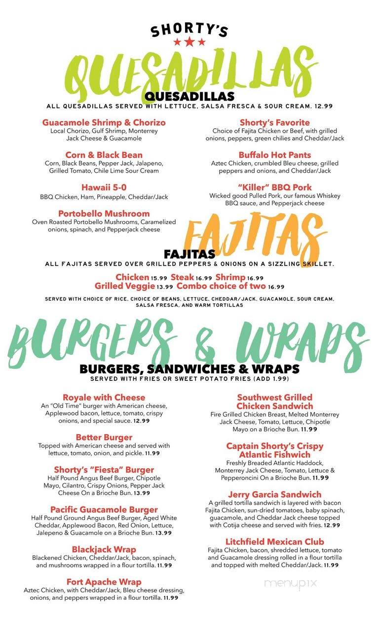 Shorty's Mexican Roadhouse - Manchester, NH menu_pic