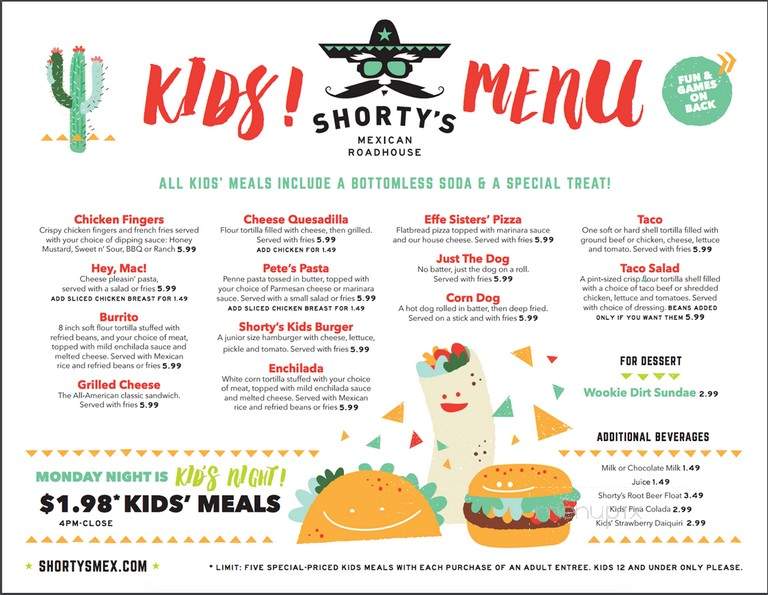 Shorty's Mexican Roadhouse - Manchester, NH menu_pic