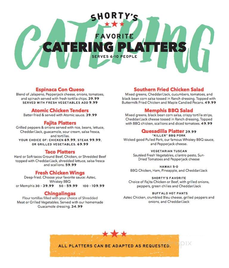 Shorty's Mexican Roadhouse - Manchester, NH menu_pic