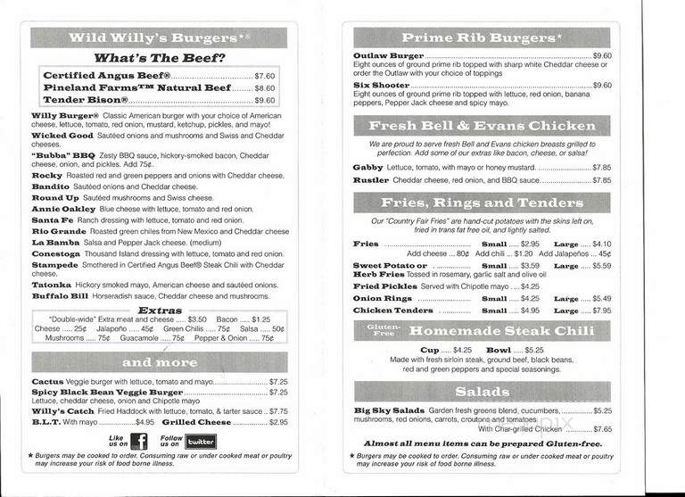 Wild Willy's Burgers - Rochester, NH menu_pic