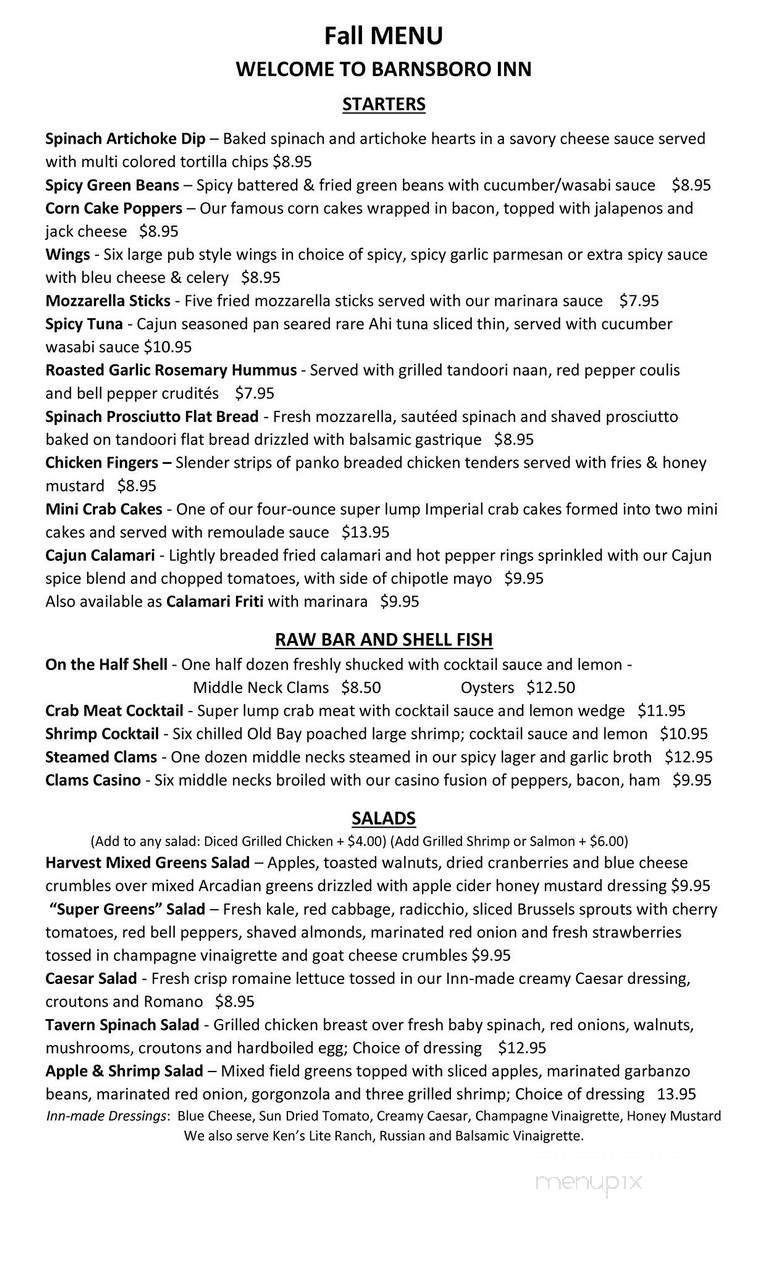 Barnsboro Inn - Sewell, NJ menu_pic