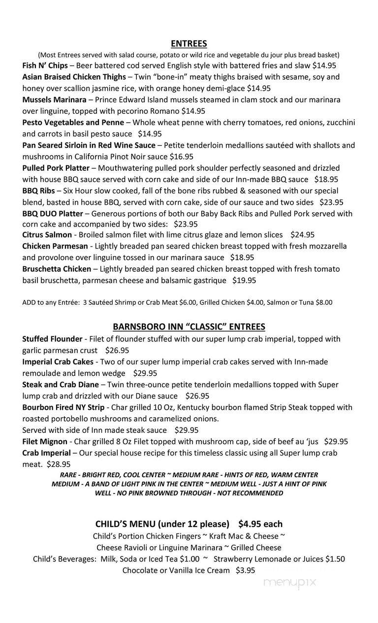 Barnsboro Inn - Sewell, NJ menu_pic