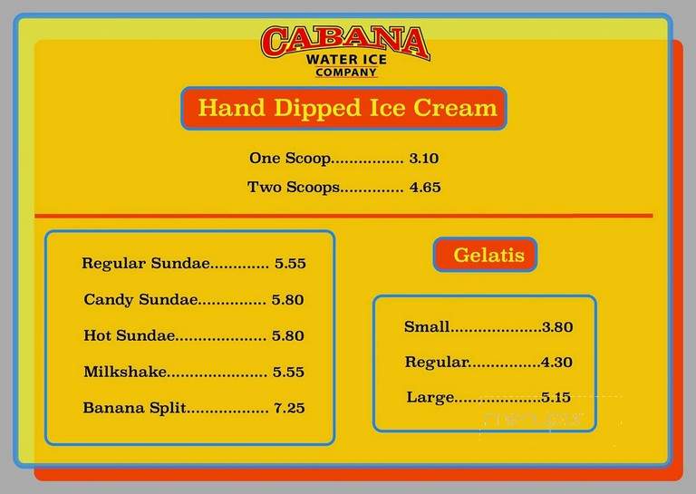 Cabana Water Ice Co - Gloucester City, NJ menu_pic