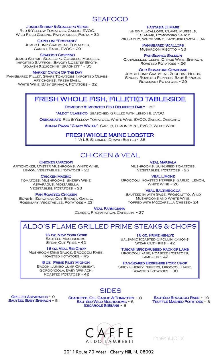 Caffe Aldo Lamberti - Cherry Hill, NJ menu_pic