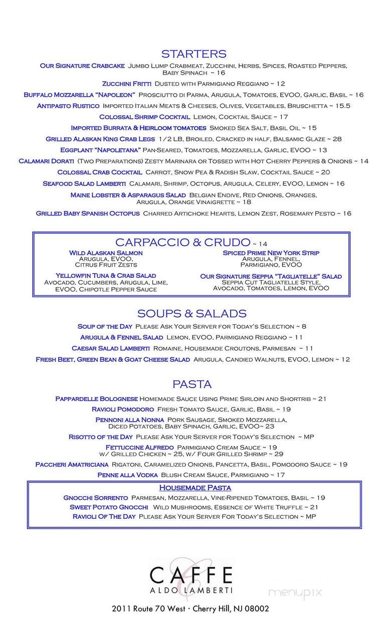 Caffe Aldo Lamberti - Cherry Hill, NJ menu_pic