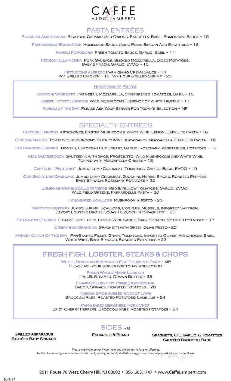 Caffe Aldo Lamberti - Cherry Hill, NJ menu_pic