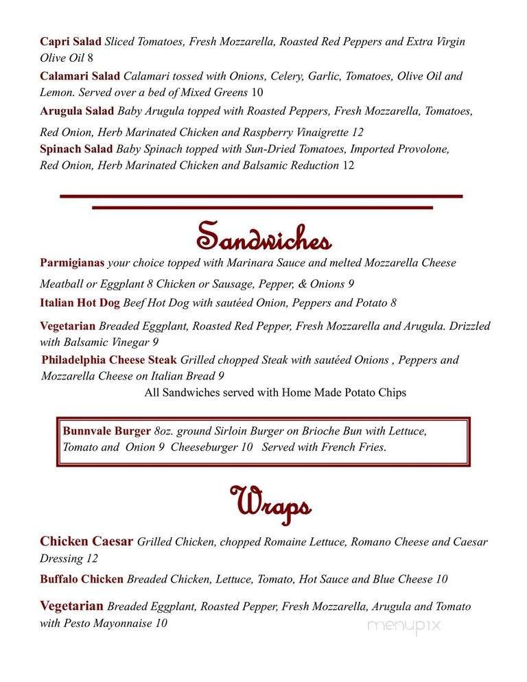 Onorosa Restorante - Glen Gardner, NJ menu_pic