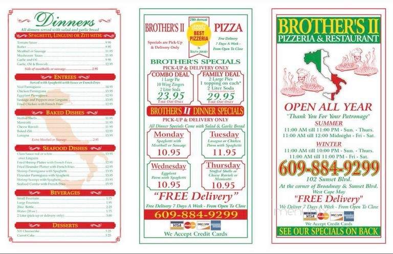 Brother's Pizza II Cape May - Cape May, NJ menu_pic
