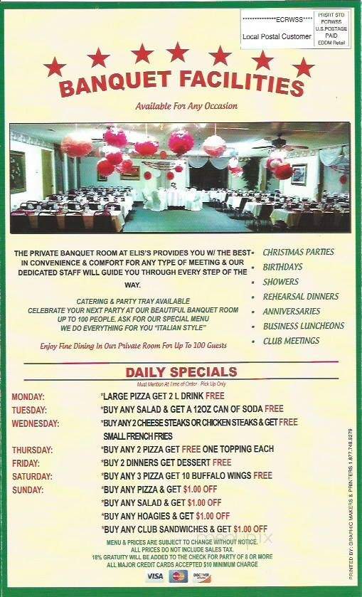 Elis's Pizzeria - Chesilhurst, NJ menu_pic