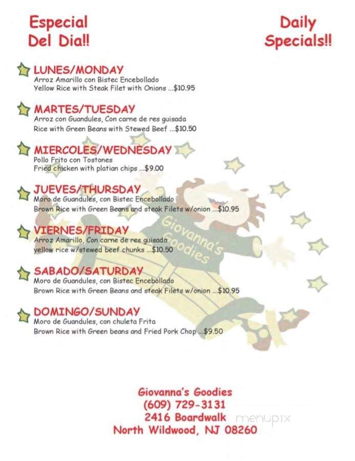 Giovanna's Goodies - Wildwood, NJ menu_pic
