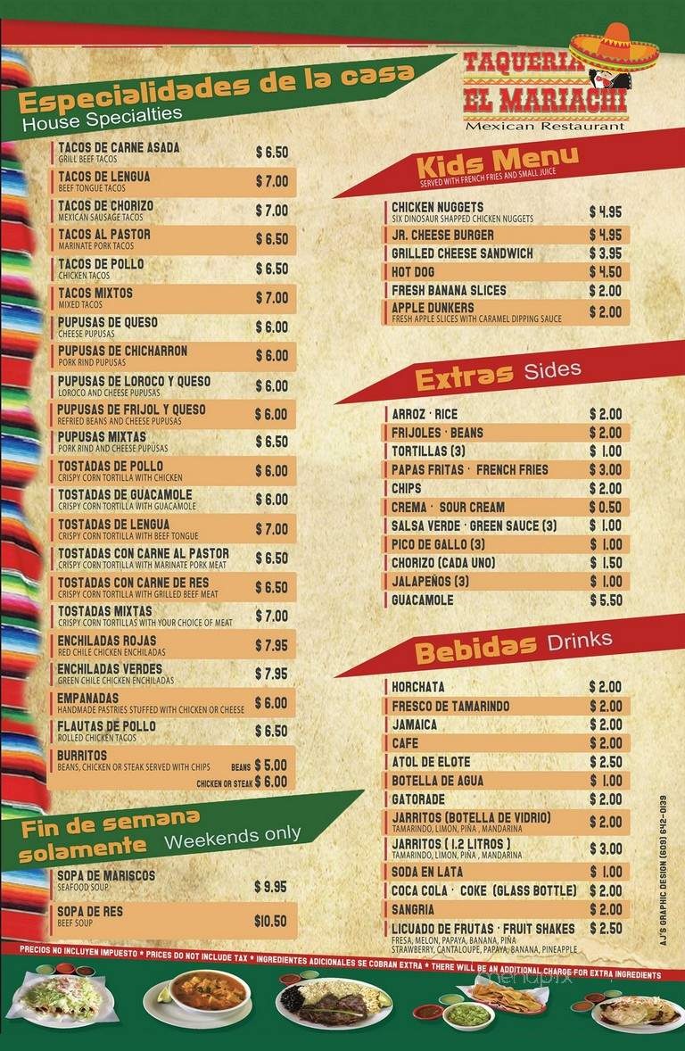 Taqueria El Mariachi - Trenton, NJ menu_pic