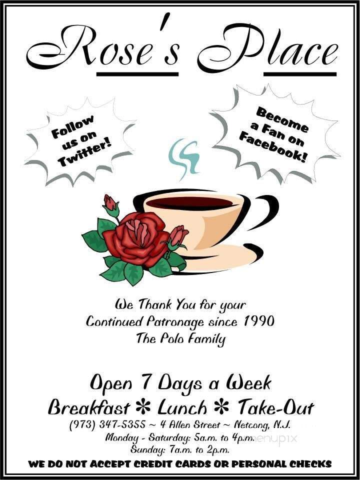 Roses Place - Netcong, NJ menu_pic