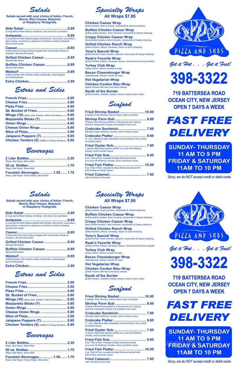Express Pizza & Steaks - Ocean City, NJ menu_pic