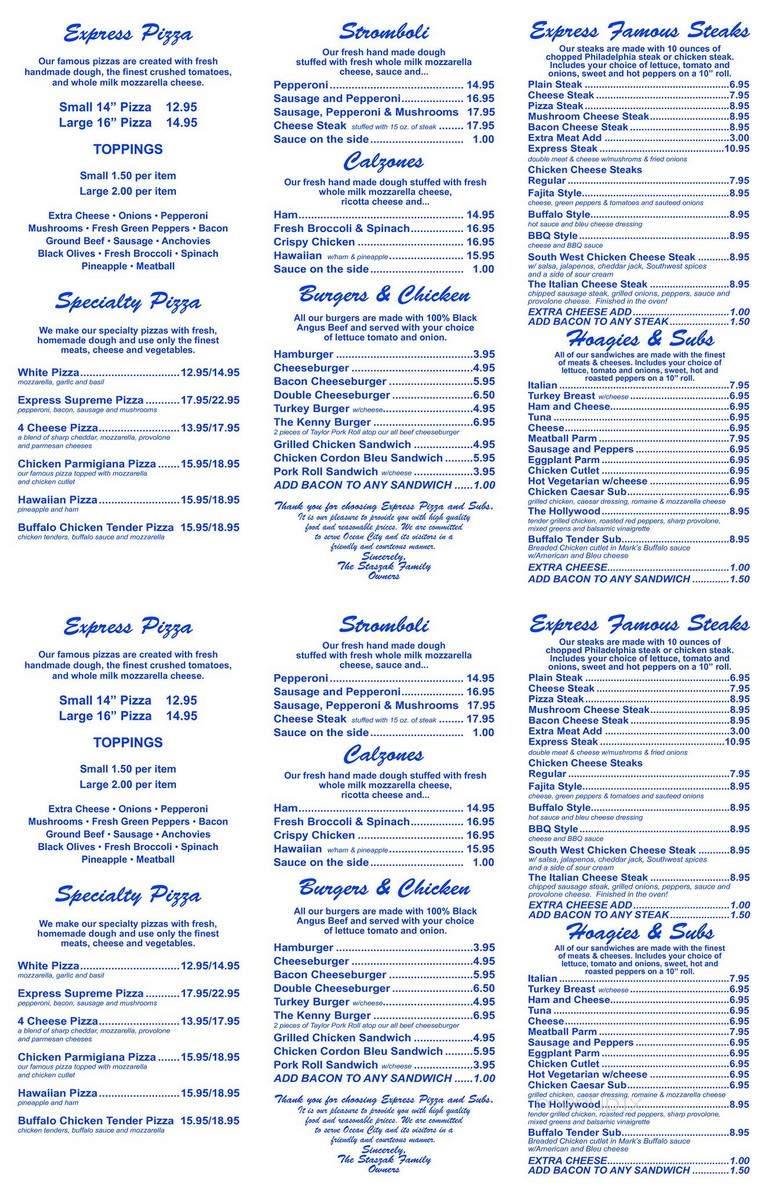 Express Pizza & Steaks - Ocean City, NJ menu_pic