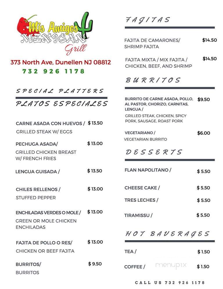 Mis Amigos - Dunellen, NJ menu_pic