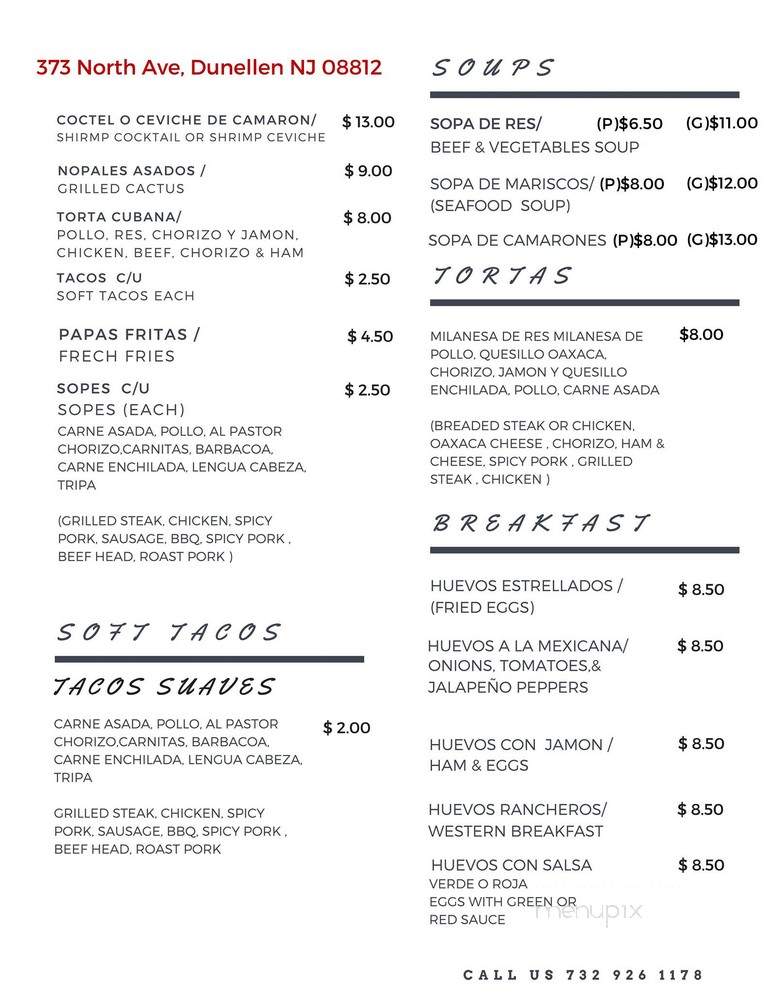 Mis Amigos - Dunellen, NJ menu_pic