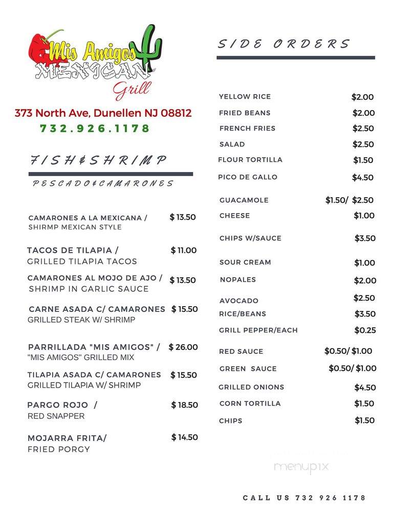 Mis Amigos - Dunellen, NJ menu_pic