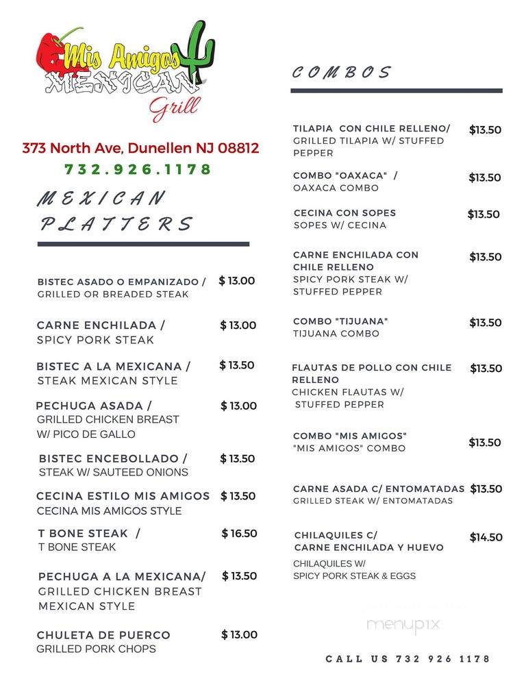 Mis Amigos - Dunellen, NJ menu_pic