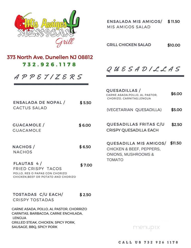 Mis Amigos - Dunellen, NJ menu_pic