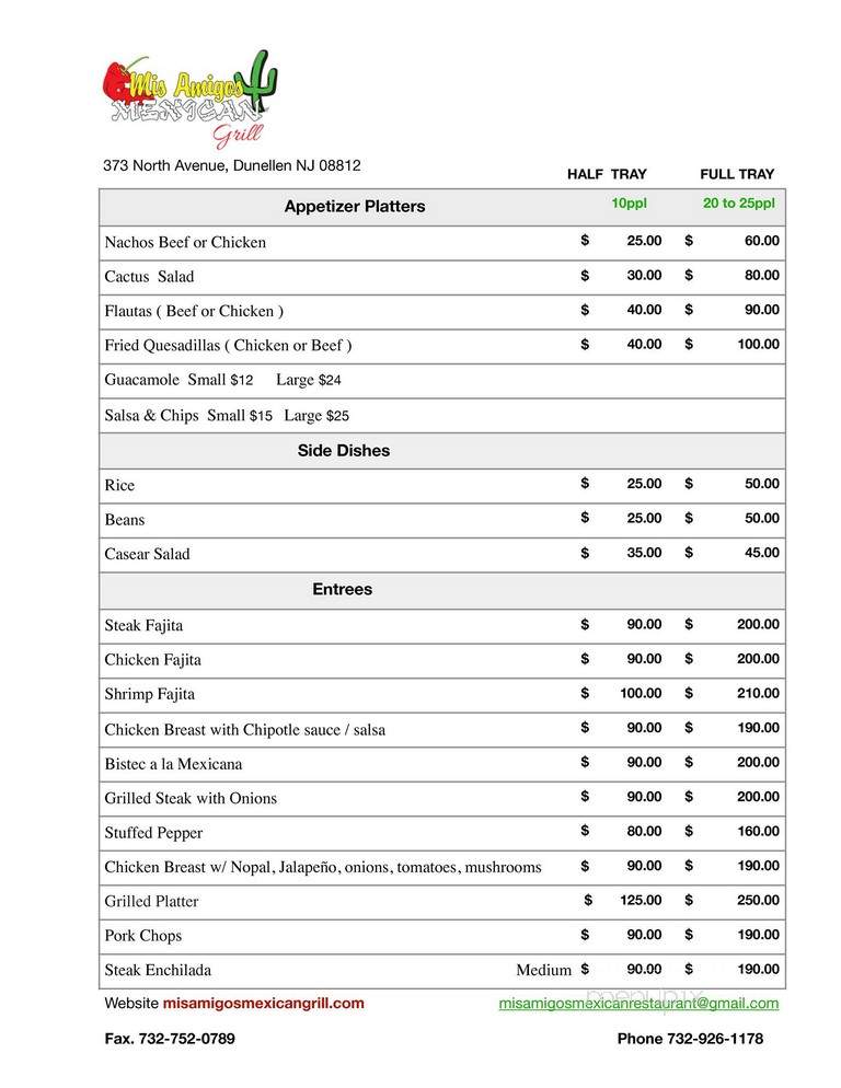 Mis Amigos - Dunellen, NJ menu_pic