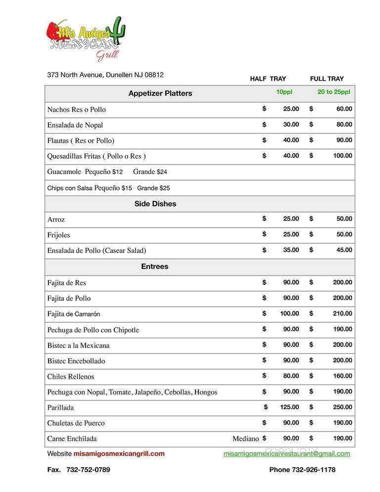 Mis Amigos - Dunellen, NJ menu_pic