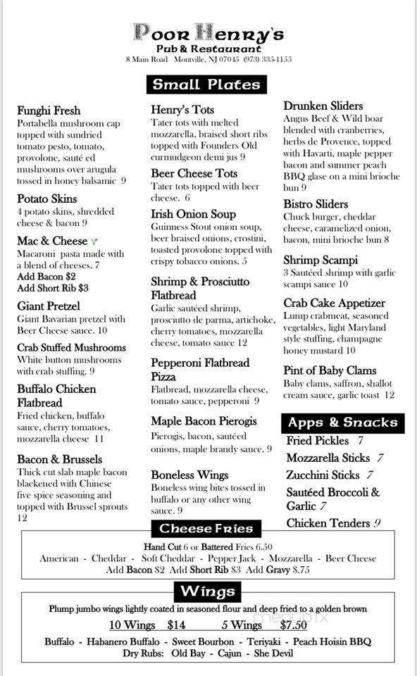Poor Henrys Family Restaurant - Montville, NJ menu_pic