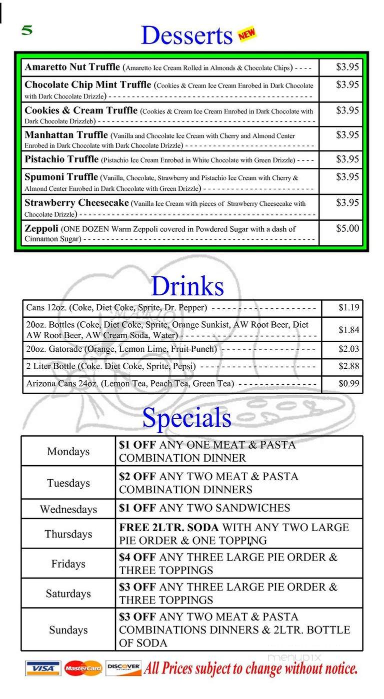 Mario's Pizzeria - West Milford, NJ menu_pic