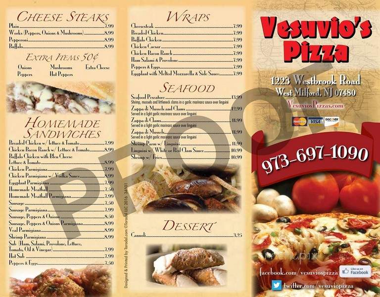 Vesuvio Pizzeria - West Milford, NJ menu_pic