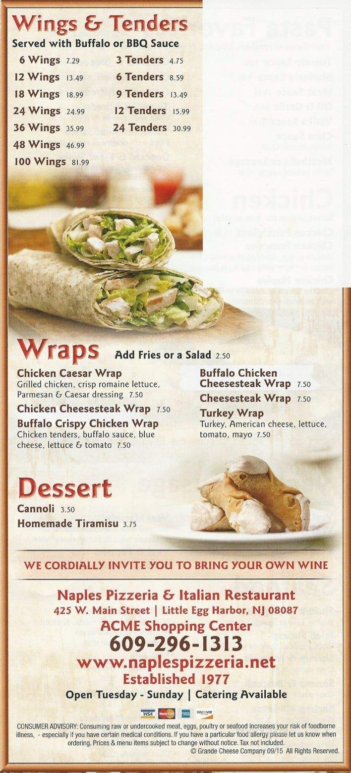 Colandrea's Italian Restaurant - Little Egg Harbor, NJ menu_pic