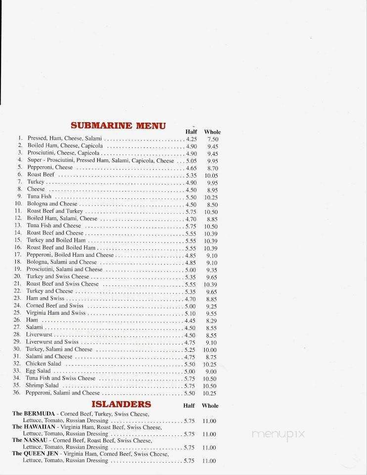 Hershey's Giant Submarines - Westfield, NJ menu_pic