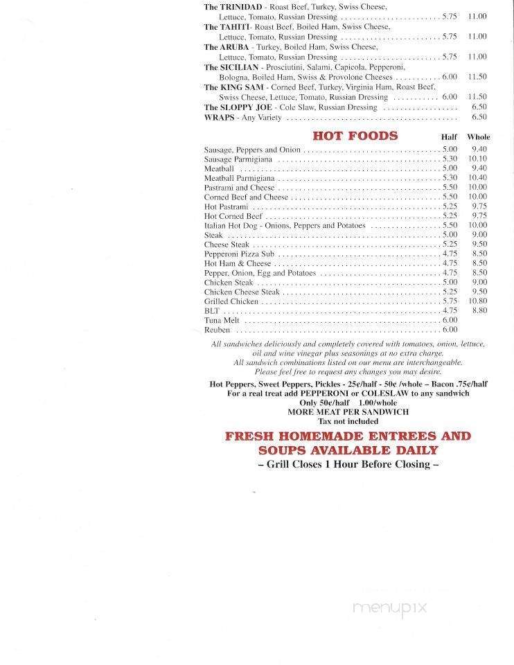 Hershey's Giant Submarines - Westfield, NJ menu_pic