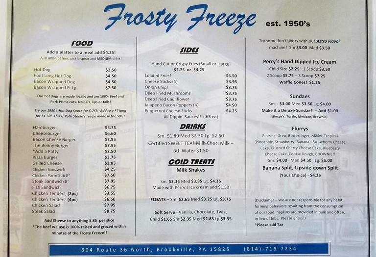 Frosty Freeze - Garwood, NJ menu_pic