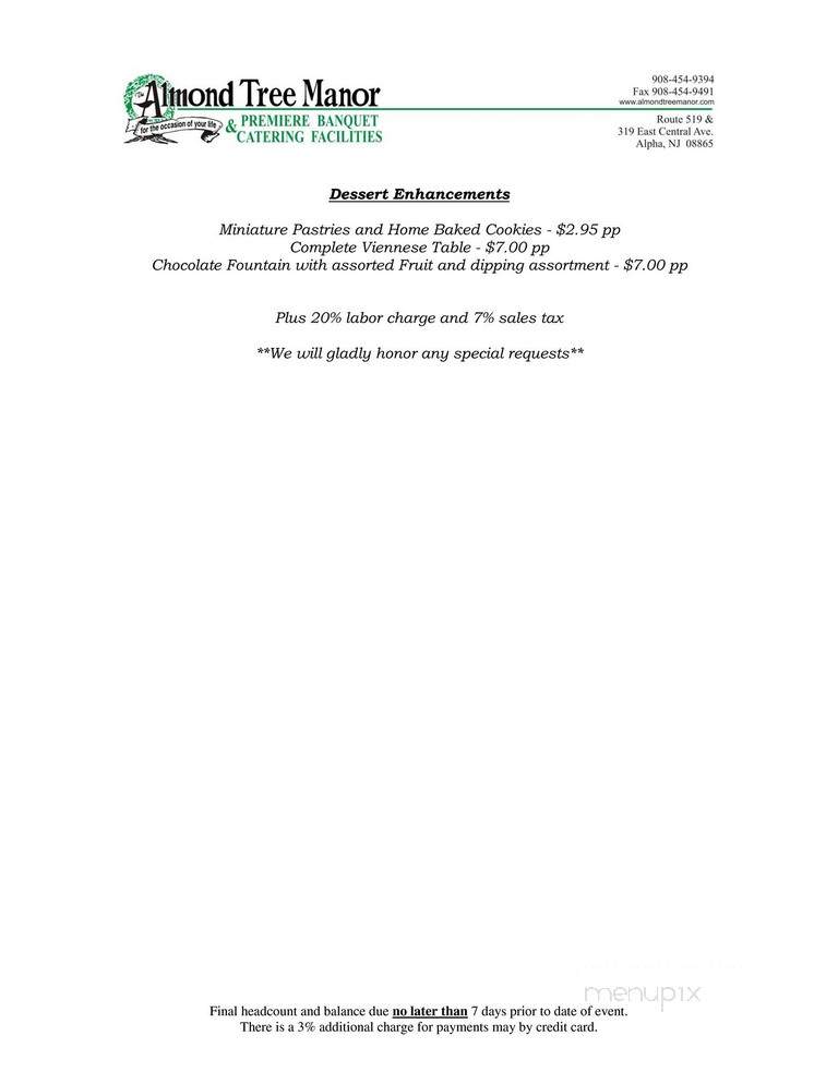 Almond Tree Manor - Phillipsburg, NJ menu_pic