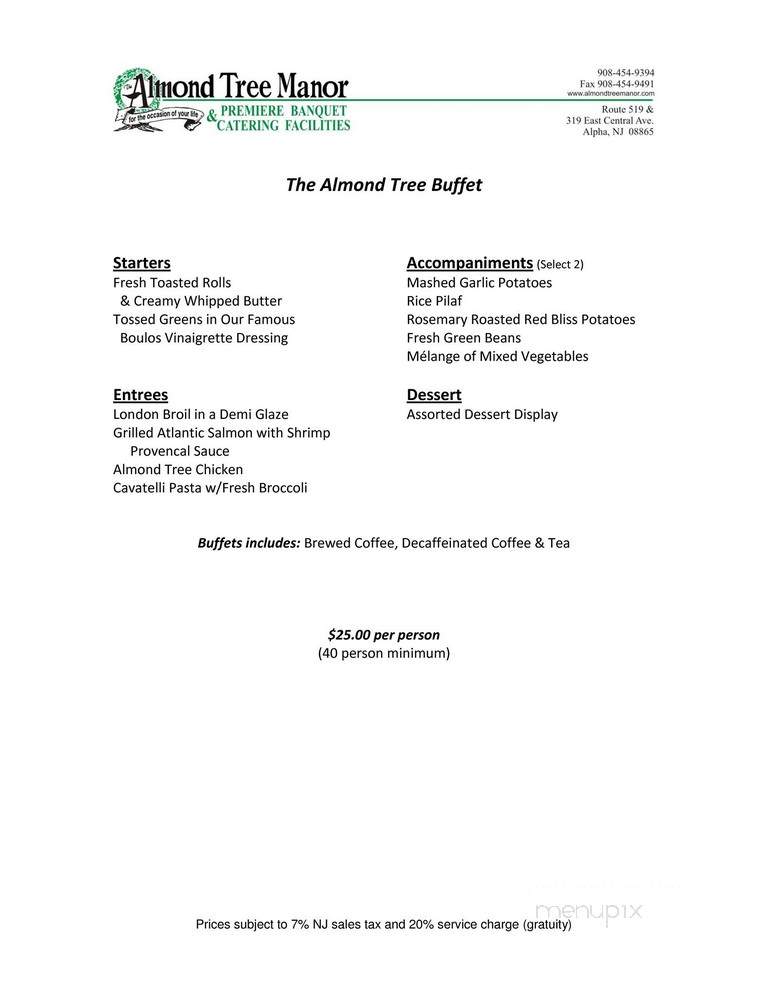 Almond Tree Manor - Phillipsburg, NJ menu_pic