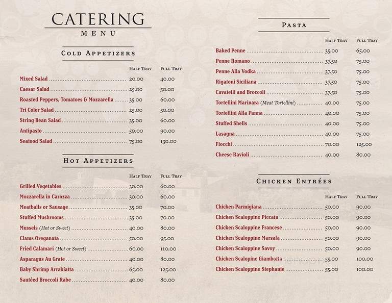 Stephanie's Italian Restaurant - Caldwell, NJ menu_pic