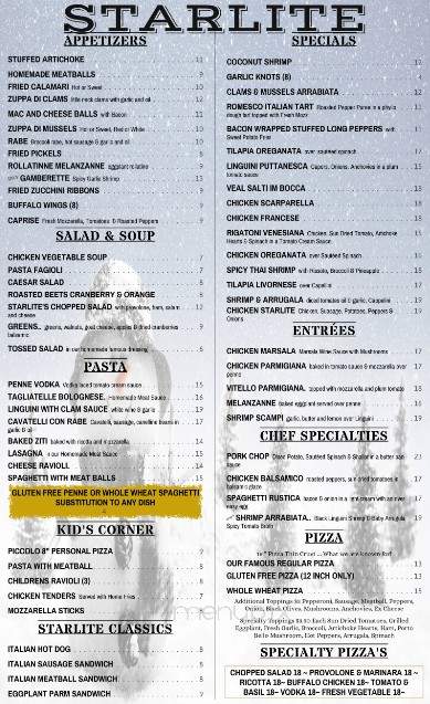 Starlite Pizzeria - West Orange, NJ menu_pic