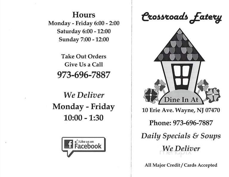 Crossroads Eatery - Wayne, NJ menu_pic