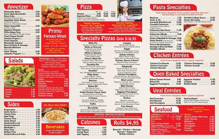 Primo Pizza - Elizabeth, NJ menu_pic