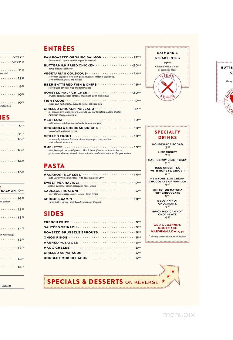 Raymond's - Montclair, NJ menu_pic